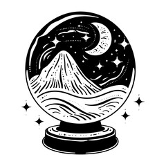 PNG Surreal aesthetic crystal ball logo art astronomy universe