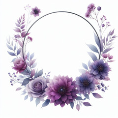 Watercolor spring purple flower frame borderline background to decoration for wedding, birthday, card, invitation, greeting card