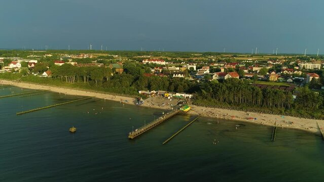 Fishing Pier Ustronie Morskie Molo Dla Wedkarzy Aerial View Poland