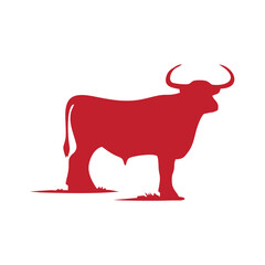 bull with red ribbon
