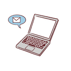メール受信ノートパソコン手描き風