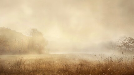 Soft, ethereal abstract fog over a muted landscape, symbolizing the mysterious, introspective quality of autumn. - obrazy, fototapety, plakaty