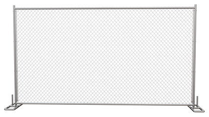 Portable Security Barrier: Showcase secure construction sites with this 3D render of a chain-link fence panel. Isolated background allows for easy design integration.