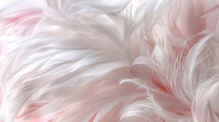 Soft, abstract feathery textures in whites and pinks, conveying tenderness and gentle affection. - obrazy, fototapety, plakaty