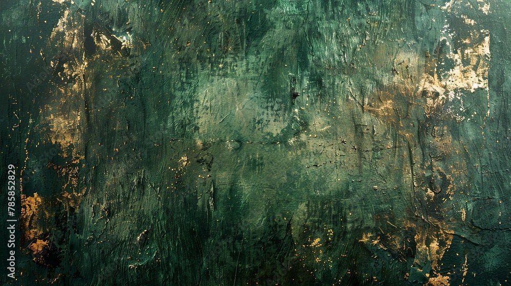 Poster layered abstract textures in green with hints of rustic gold, evoking ancient celtic artifacts.