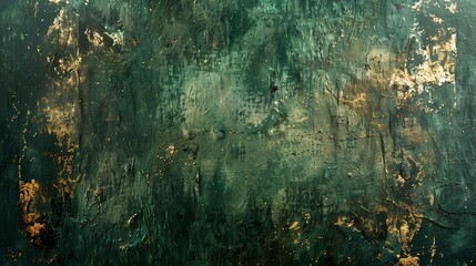 Layered abstract textures in green with hints of rustic gold, evoking ancient Celtic artifacts. - obrazy, fototapety, plakaty