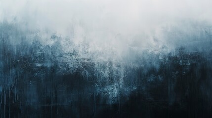 Soft, abstract layers of foggy grays and blues, creating a chilling, mysterious atmosphere. - obrazy, fototapety, plakaty