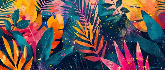 Vibrant geometric jungle, wild print mélange