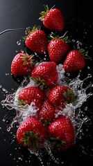 strawberries falling bowl deep high speed sports february reddish yummy business products supplies screen summer sweet wet drink