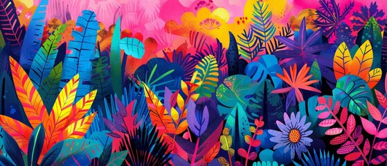 Vibrant geometric jungle, wild print mélange