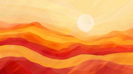 Stylized abstract sunrise, symbolizing the guiding light and optimism mothers provide.  - obrazy, fototapety, plakaty