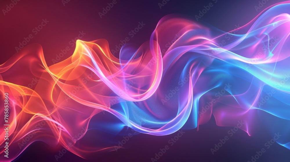 Aufkleber gradient trendy smoke waves colorful background wallpaper. 3d render creative smoke swoosh style sof