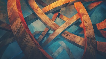 Geometric abstract of intertwined paths, symbolizing the journey taken together.  - obrazy, fototapety, plakaty
