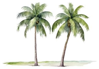 Obraz premium PNG Coconut trees on beach outdoors plant white background