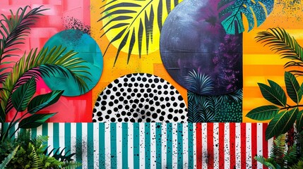 Geometric jungle, abstract stripes and spots - obrazy, fototapety, plakaty