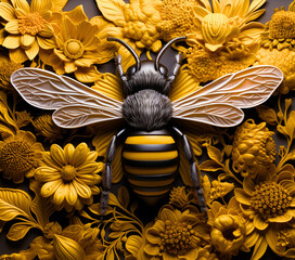3D Bee on floral