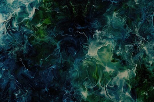 Teal and green abstract painting.