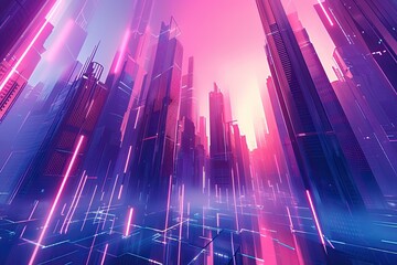 Futuristic 3D cityscape with abstract architecture - obrazy, fototapety, plakaty