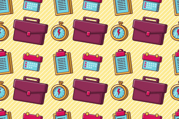 office work element object theme illustration seamless pattern background