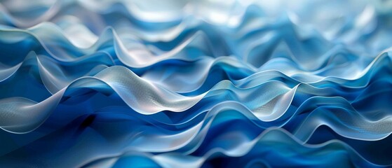 Obraz premium Abstract blue gradients, 3D geometry in serene motion