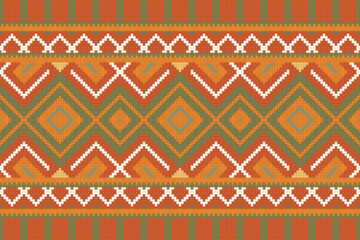 Ikat Seamless Pattern Embroidery Background. Ikat Floral Geometric Ethnic Oriental Pattern Traditional. Ikat Aztec Style Abstract Design for Print Texture,fabric,saree,sari,carpet.