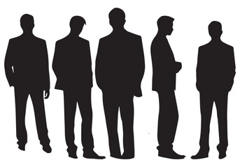 black silhouette group of man vector 