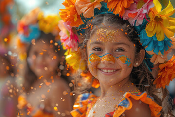Naklejka premium Lively moment capturing the excitement of breaking piñatas during Cinco de Mayo festivities