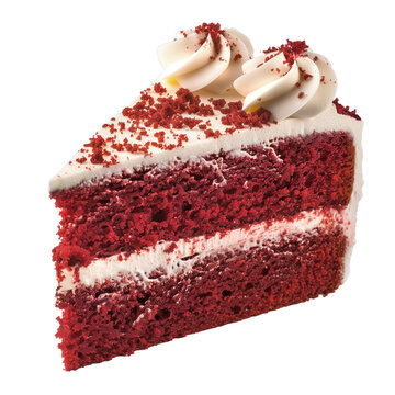 red velvet cake slice cutout png isolated on white or transparent background