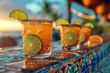 Cheers and laughter as friends celebrate Cinco de Mayo with refreshing margaritas