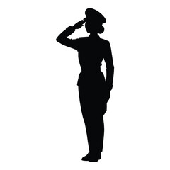 silhouette of a soldier woman salute