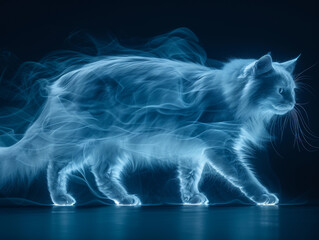 Ethereal Blue Energy Cat in Motion