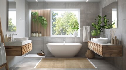 Minimalistic and clean bathroom, clear and comfortable bath