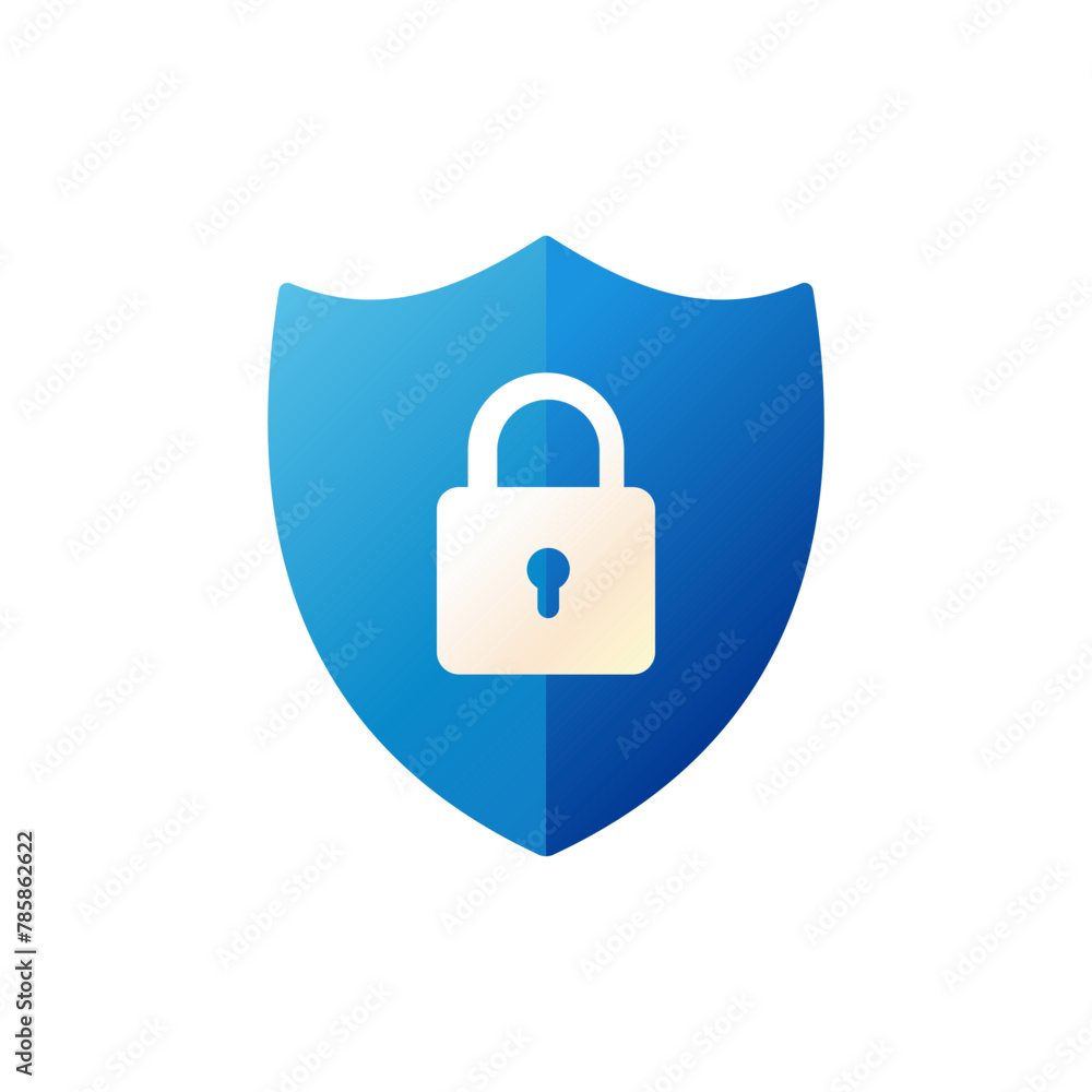Poster shield with padlock vector illustration. suitable for design element of digital security and interne