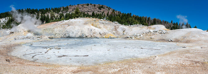 View from within Bumpass Hell hydrothermal area at Lassen Volcanic National Park, California, USA