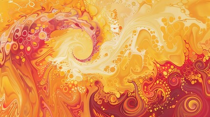 Swirling abstract patterns in bright yellows and oranges, symbolizing the blazing summer sun. 