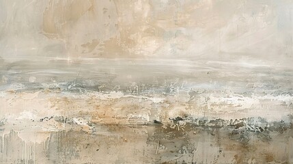 Rough, textured abstracts mimicking the sandy beaches and rocky coastlines, in warm beiges and soft whites.