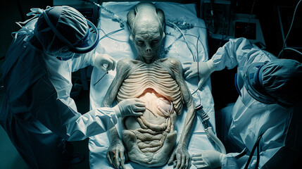 Alien autopsy in secret military lab