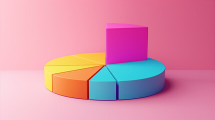 Pie Chart, growth and progress chart of business. 3D model of Pie graph. Generative AI