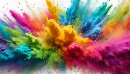 colorful rainbow holi paint color powder explosion isolated white wide panorama background
