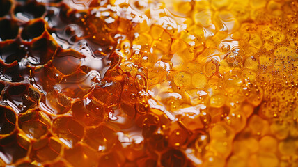 Fresh Honey Flowing on a Honeycomb - obrazy, fototapety, plakaty