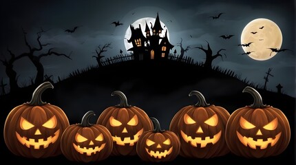 Halloween banner illustration with scary pumpkins background concept alim graphic