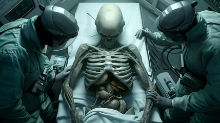 Alien skeleton examined by government doctors