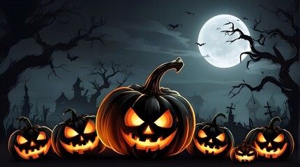 Halloween banner illustration with scary pumpkins background concept alim graphic