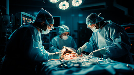Surgeons perform dissection on alien creature