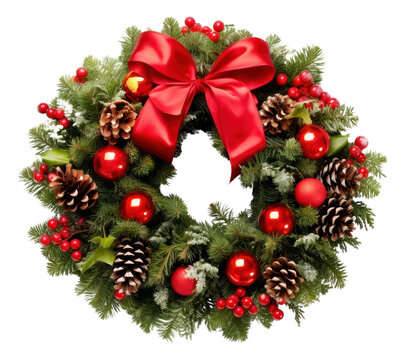 PNG Christmas decolation wreath plant white background. AI generated Image by rawpixel.