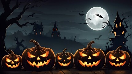 Halloween banner illustration with scary pumpkins background concept alim graphic