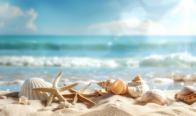 Fototapeta na wymiar summer time in beautiful beach background copy space