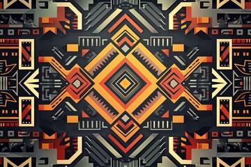 Captivating 3D Aztec pattern featuring depth and texture effects AI Image