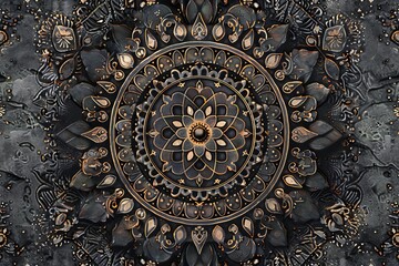 Aztec mandala pattern emanating tranquil symmetry and spiritual motifs for inner calm. AI Image