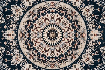 Aztec mandala pattern with serene symmetry and spiritual motifs inducing inner calm. AI Image